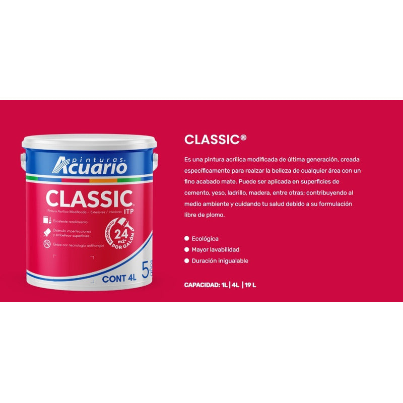 Pintura Vinilica Acrilica Lavable Acuario Classic 1 Litro
