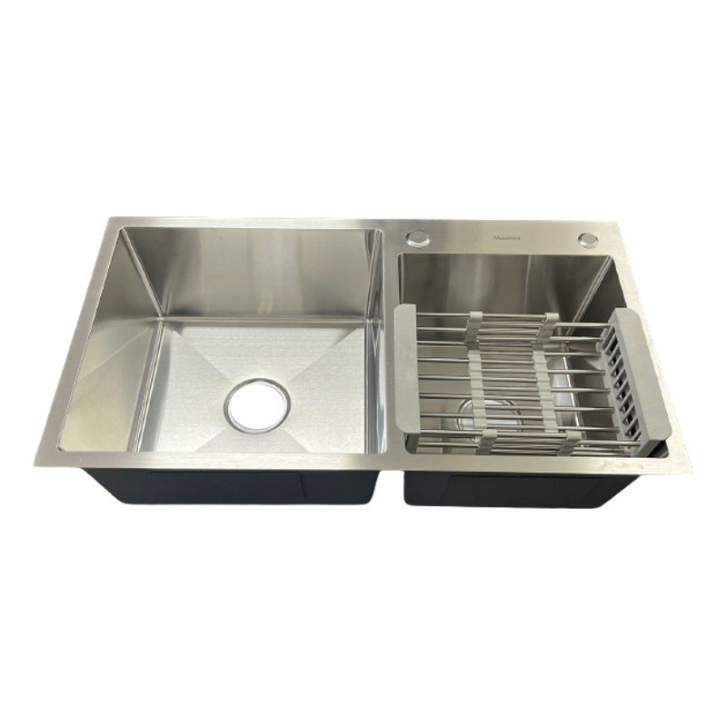Tarja Fregadero Acero Inox Doble Tina Con Escurridor Movil
