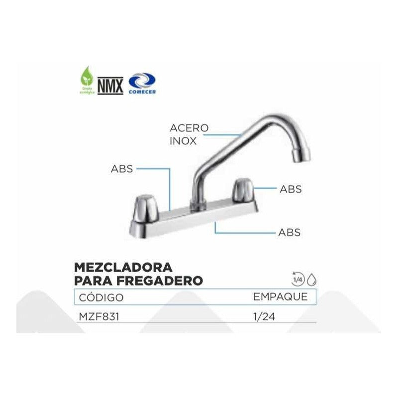 Llave Mezcladora Para Cocina Tarja Fregadero Cromada