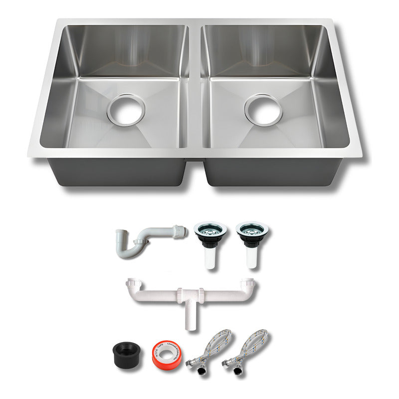 Fregadero Tarja Submontar Doble Tina Acero Inox Lujo C/kit Acero