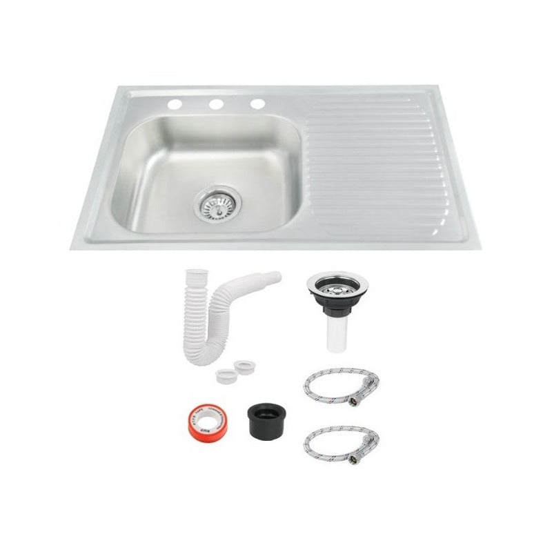 Fregadero Tarja De Empotrar Acero Inox 80x50 C/kit S/llaves