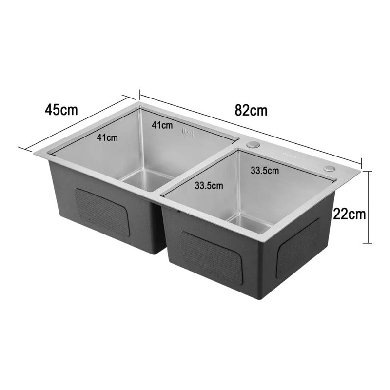 Tarja Fregadero Acero Inox Doble Tina Con Escurridor Movil