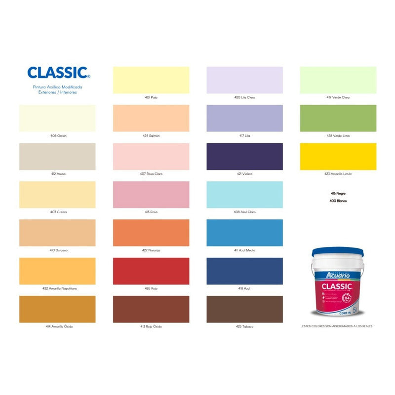 Pintura Vinilica Acrilica Lavable Acuario Classic 1 Litro