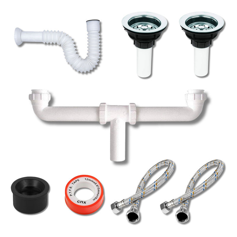 Fregadero Tarja Submontar 2 Tinas Desigual Acero Inox C/kit