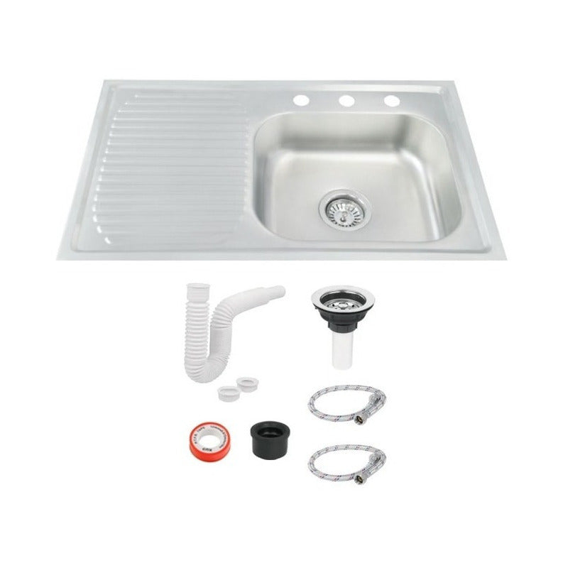 Fregadero Tarja De Empotrar Acero Inox 80x50 C/kit S/llaves