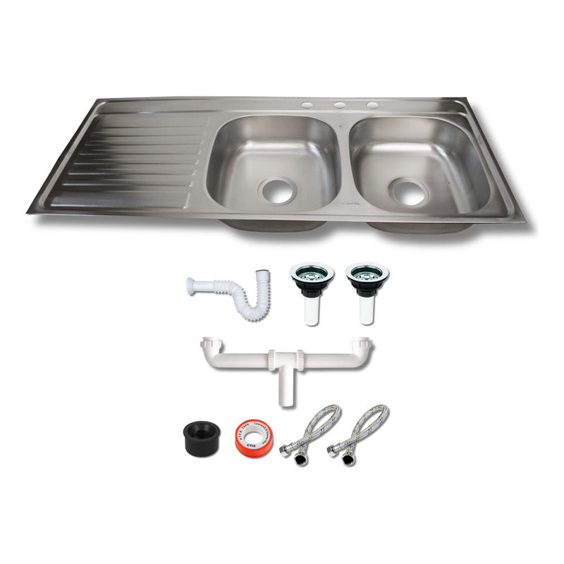 Fregadero Tarja Tina Doble Con Escurridor C/kit S/mezcladora