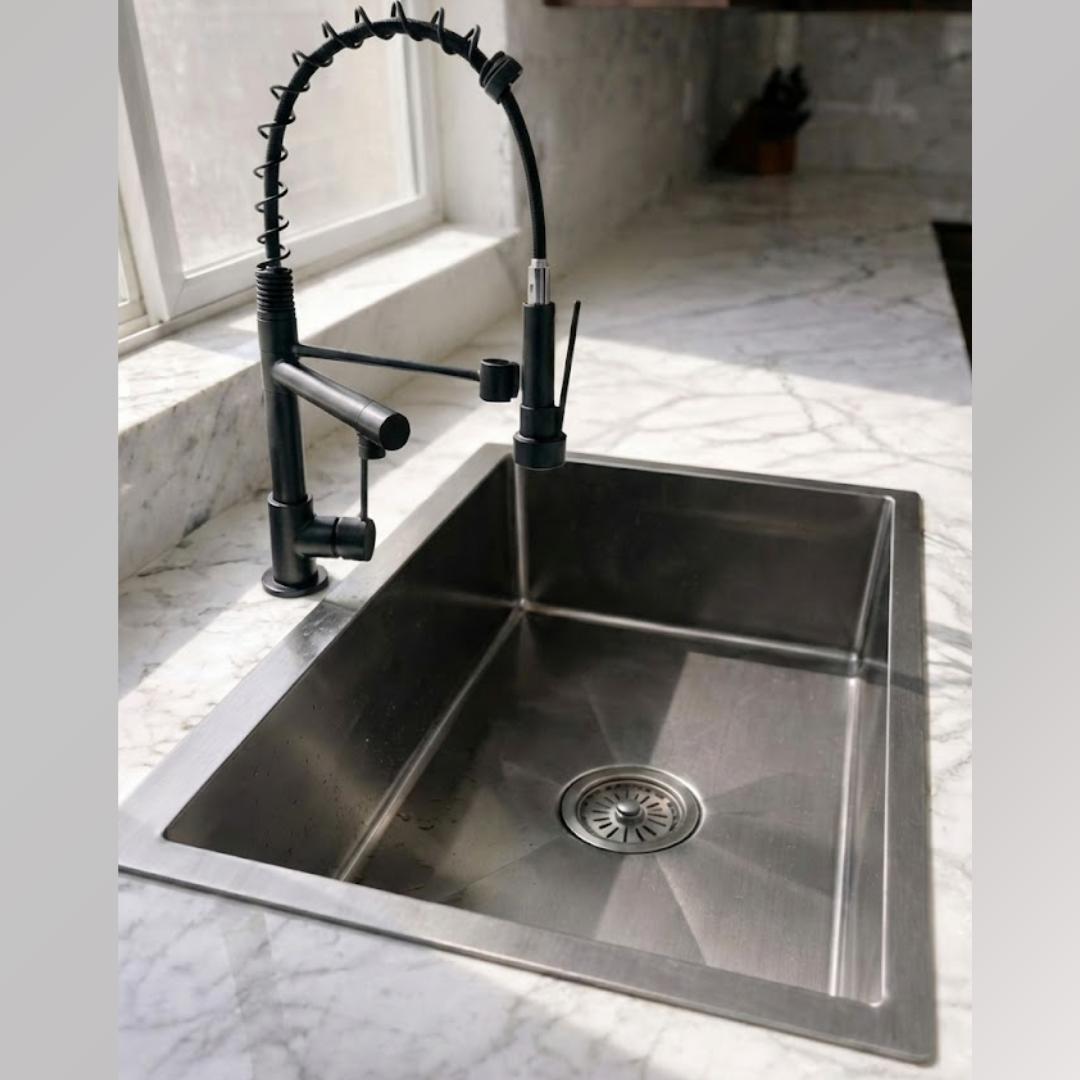 Tarja Negra 80x45 Submontar Una Tina con Mezcladora 360° y Kit Completo – Acero Inoxidable – KADINOX PLUS