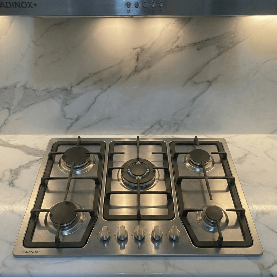 Combo Estufa de Gas 5 Quemadores + Campana Extractora de Cocina 76 cm de Acero Inoxidable | KADINOX - KADINOX