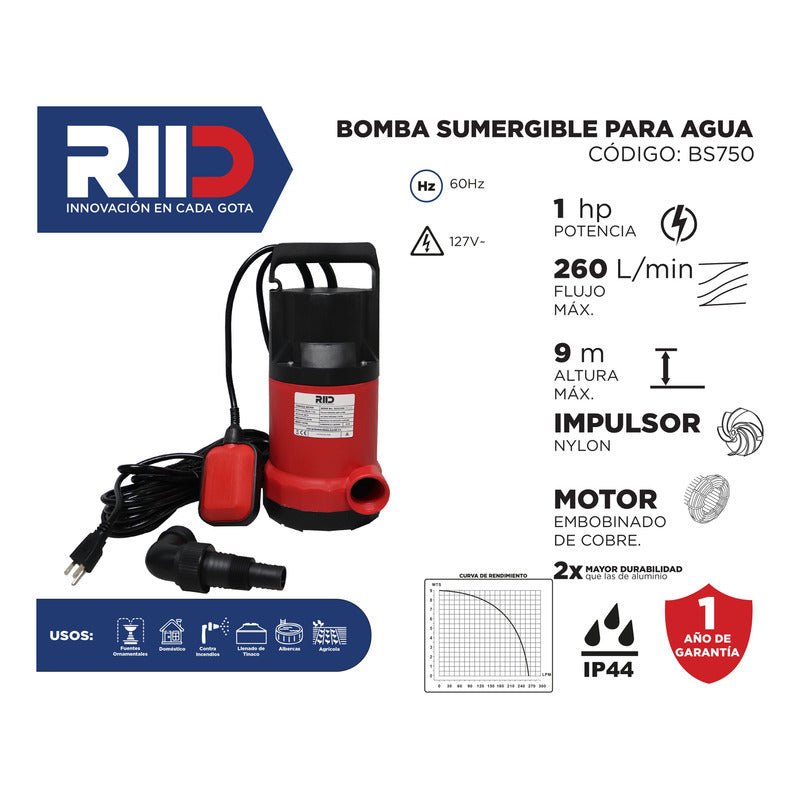 Motobomba Sumergible Motor Monofásico 1 Hp C/ Electronivel | KADINOX - KADINOX