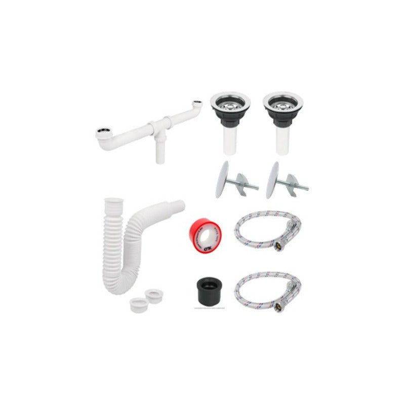 Tarja doble con escurridor para cocina de Acero Inoxidable 120x50 cm con Escurridor con Kit y Mezcaldora Premium | KADINOX - KADINOX