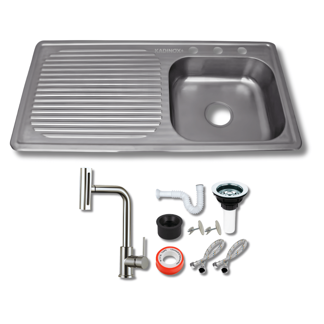 Tarja Empotrar para Cocina 100x50 cm Acero Inoxidable Mezcladora 360° | KADINOX PRO - KADINOX