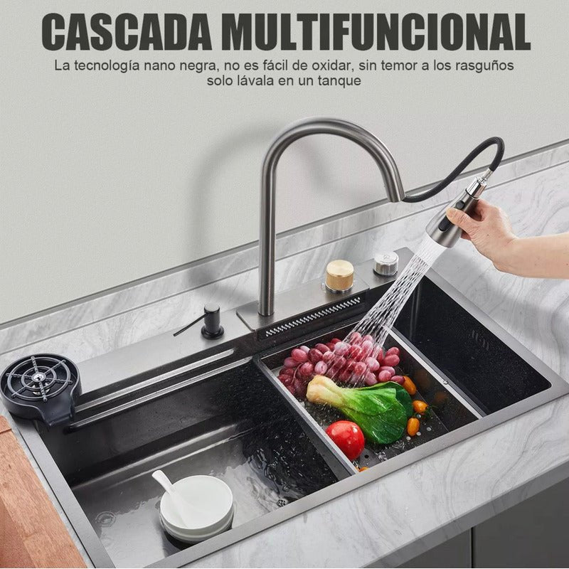 Tarja Fregadero Para Cocina De Lujo Con Kit De Instalacion Y Accesorios Color Negro | KADINOX - KADINOX