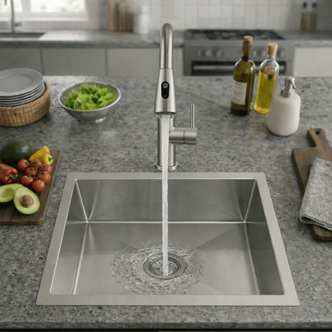Tarja Submontar para Cocina 45 x 45 x 22 cm 1 Tina Acero Inoxidable Cal.18 Mezcladora Prem° | KADINOX - KADINOX