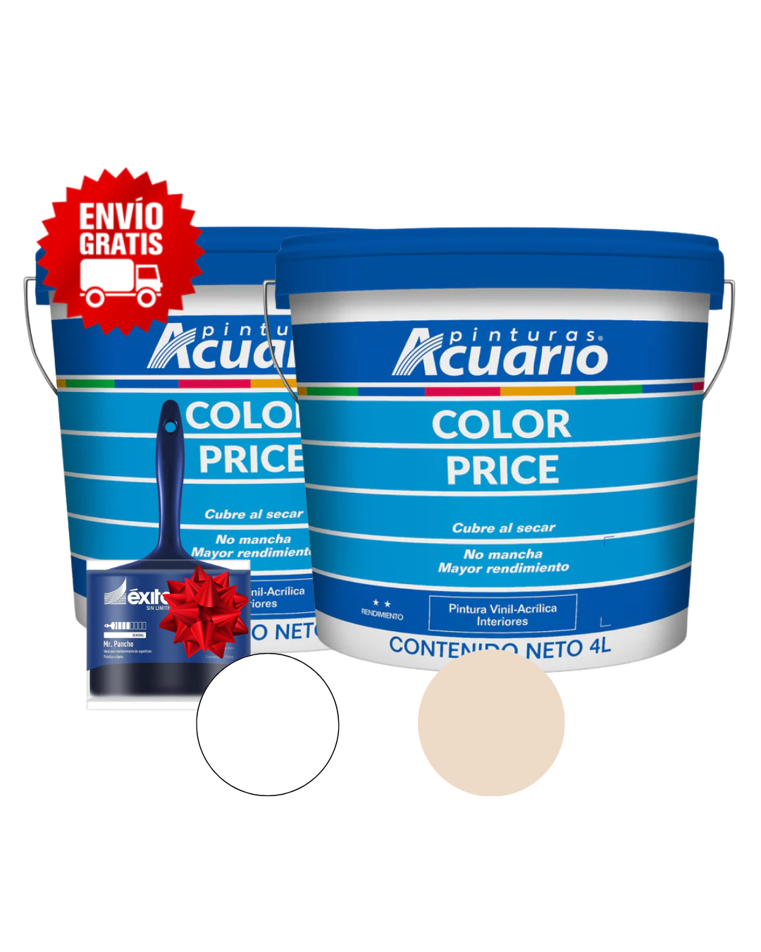 Pack 2 Pinturas Vinil-Acrílicas Acuario para Interiores + Brocha | Colores Personalizables