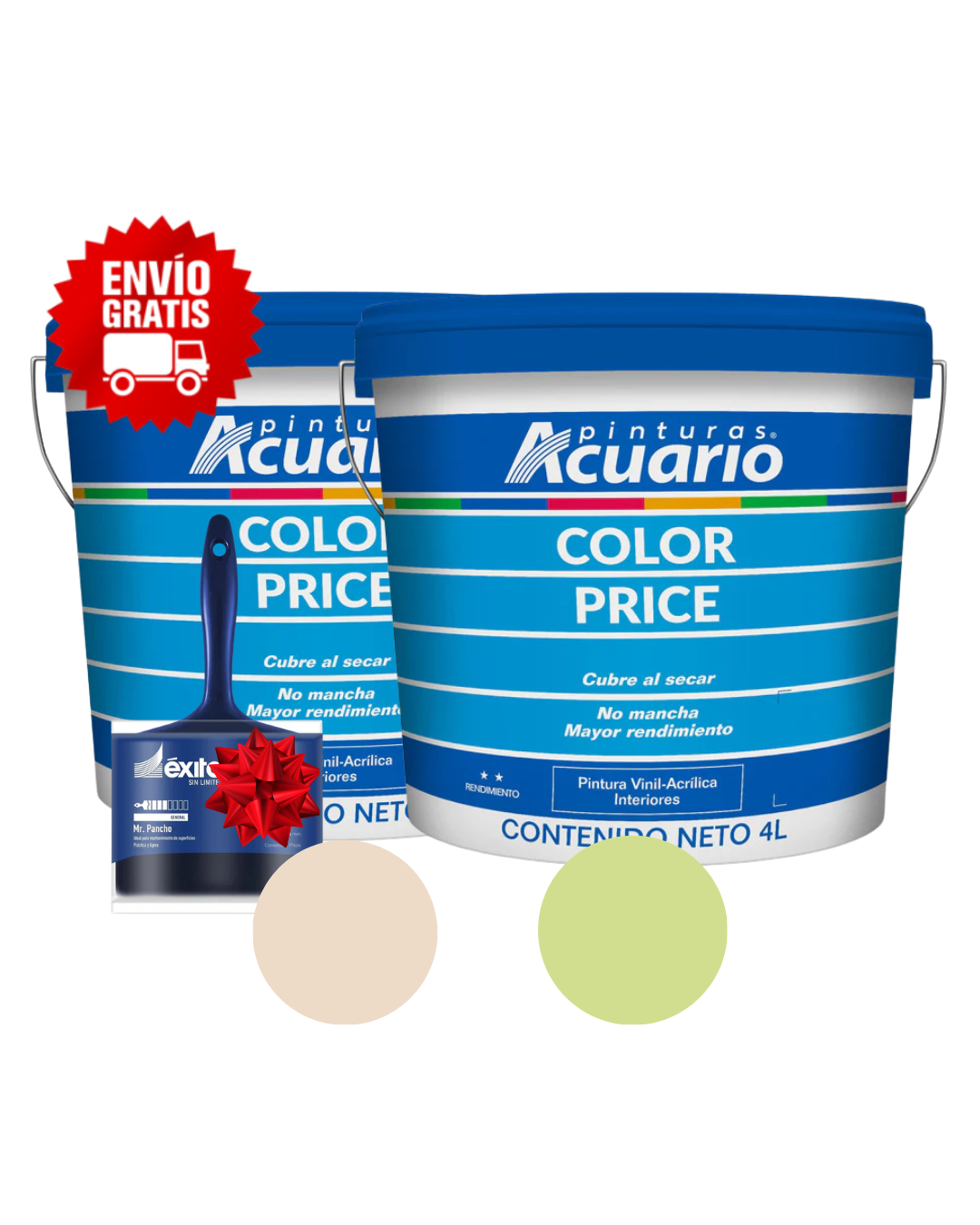 Pack 2 Pinturas Vinil-Acrílicas Acuario para Interiores + Brocha | Colores Personalizables