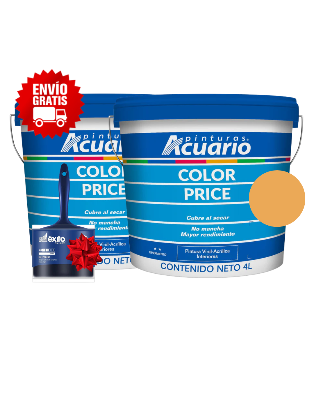 Pack 2 Pinturas Vinil-Acrílicas Acuario para Interiores + Brocha | Colores Personalizables