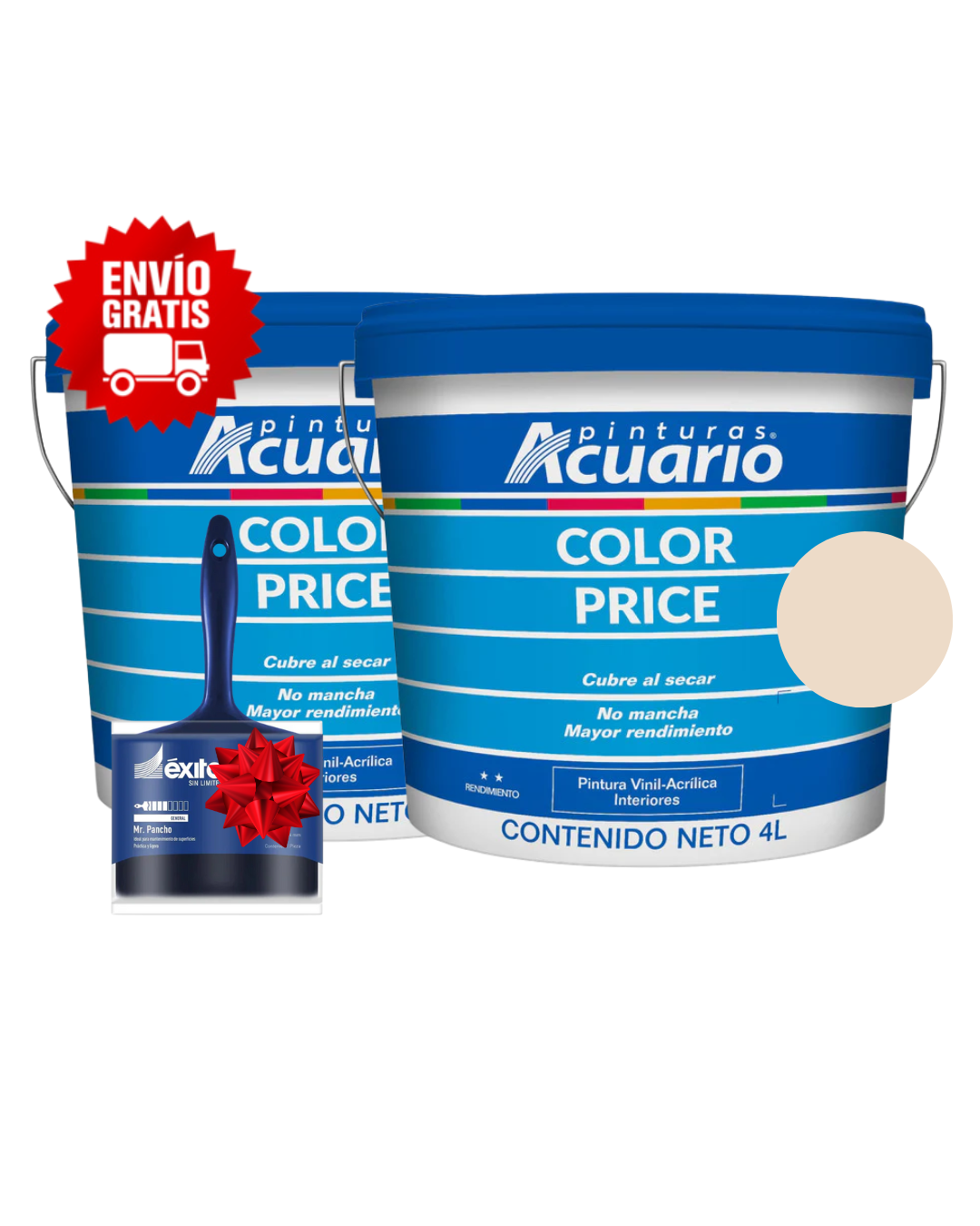 Pack 2 Pinturas Vinil-Acrílicas Acuario para Interiores + Brocha | Colores Personalizables