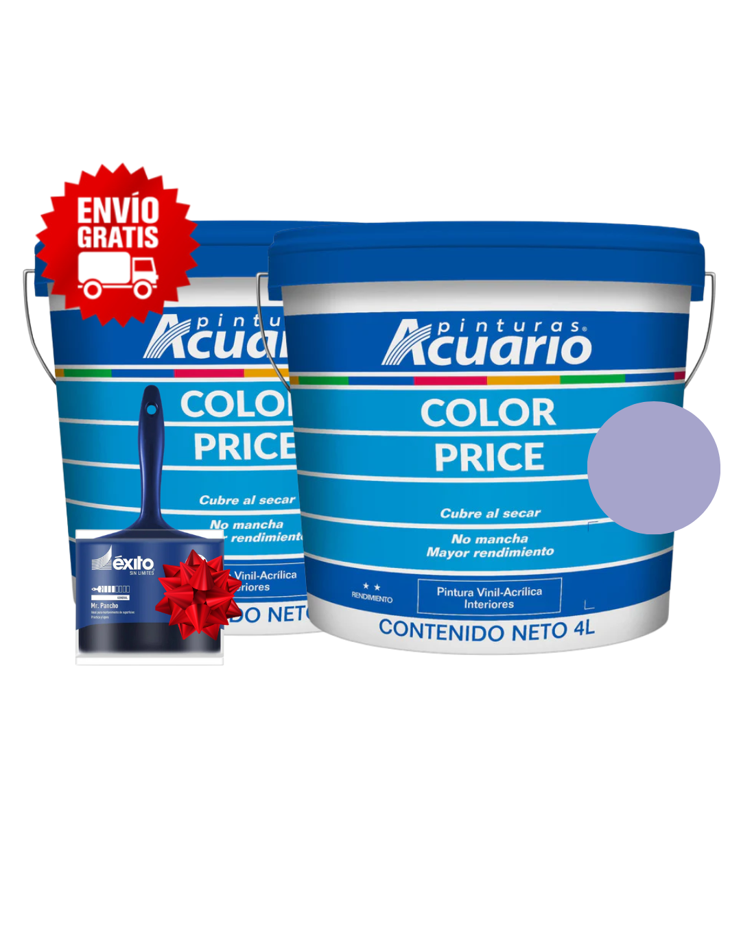 Pack 2 Pinturas Vinil-Acrílicas Acuario para Interiores + Brocha | Colores Personalizables