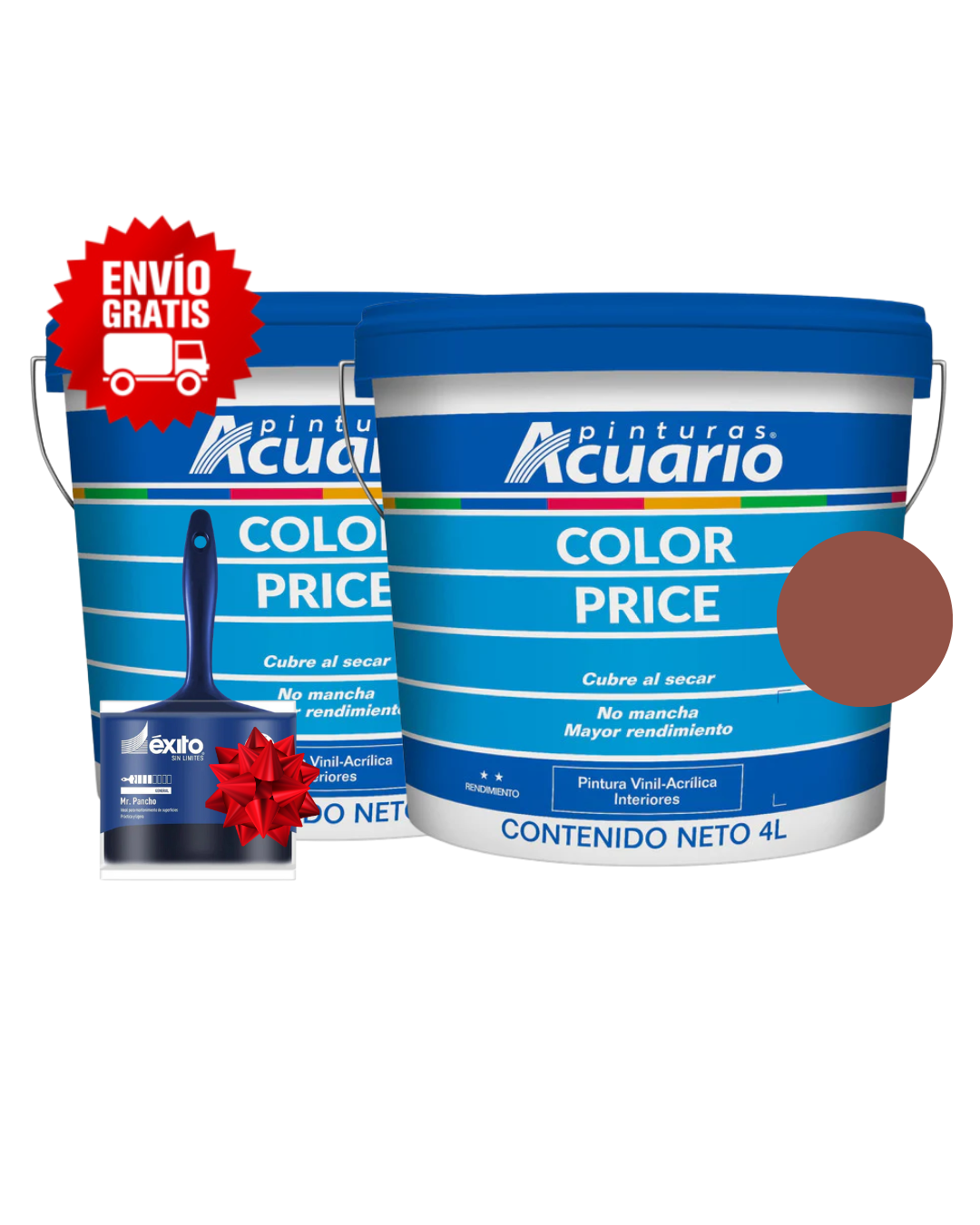 Pack 2 Pinturas Vinil-Acrílicas Acuario para Interiores + Brocha | Colores Personalizables