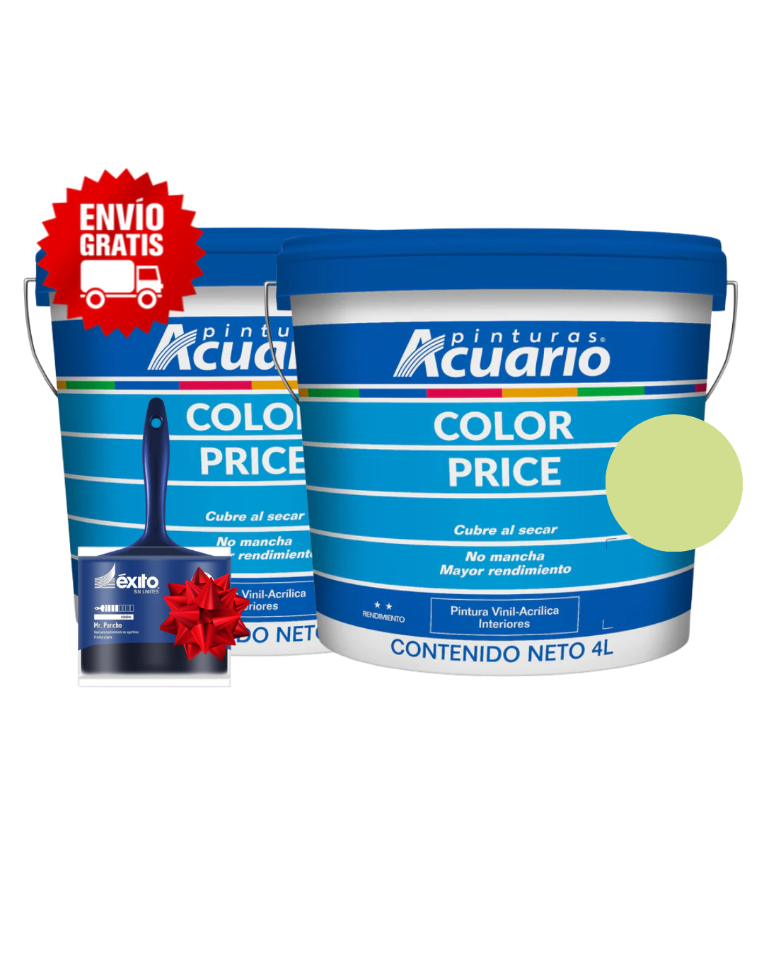 Pack 2 Pinturas Vinil-Acrílicas Acuario para Interiores + Brocha | Colores Personalizables