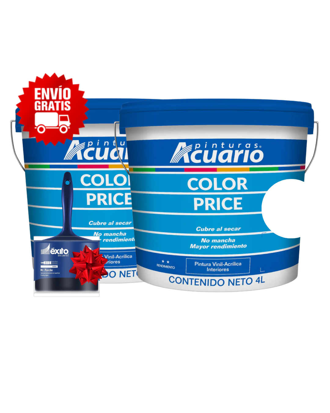 Pack 2 Pinturas Vinil-Acrílicas Acuario para Interiores + Brocha | Colores Personalizables