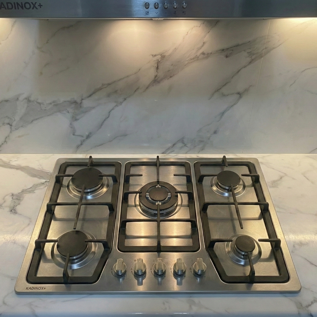 Combo Estufa de Gas 5 Quemadores + Campana Extractora de Cocina 76 cm de Acero Inoxidable - instalación