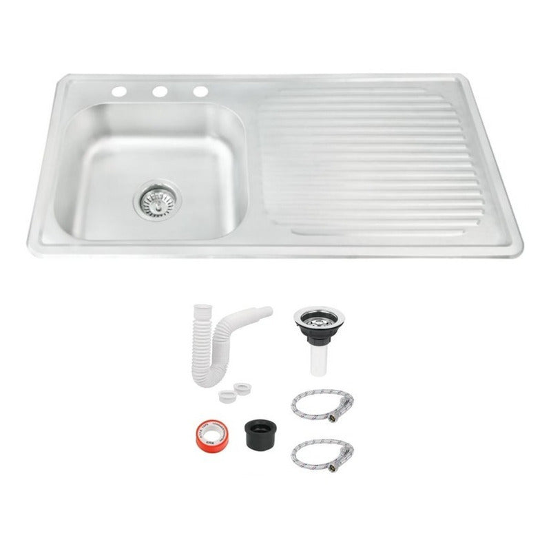 Fregadero Tarja Acero Inox De Empotrar 100x50 C/kit S/llaves