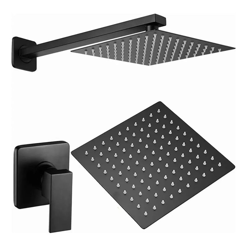 Regadera Cuadrada Lluvia Acero Inox 20cm C/ Monomando Y Tubo