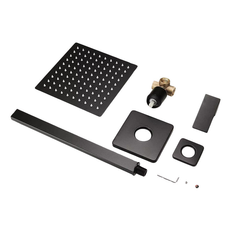Regadera Cuadrada Lluvia Acero Inox 20cm C/ Monomando Y Tubo