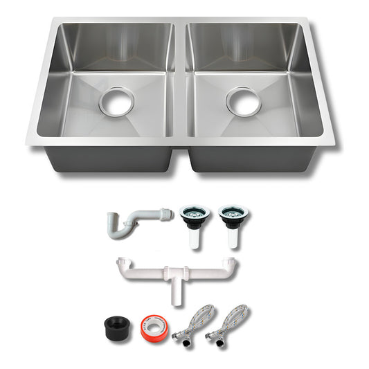Fregadero Tarja Submontar Doble Tina Acero Inox Lujo C/kit Acero