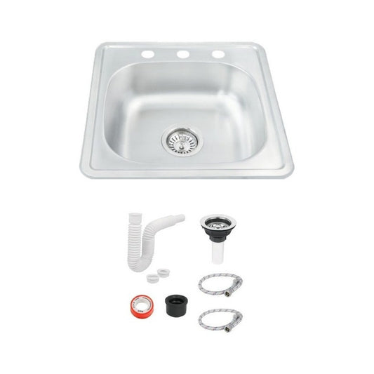Tarja Fregadero Tipo Bar Acero Inoxidable 48x48 C/kit S/llav