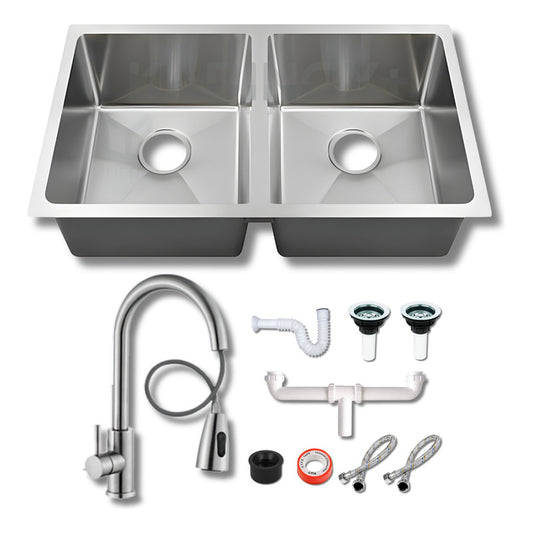Fregadero Tarja Submontar Doble Tina Acero Inox Lujo C/kit