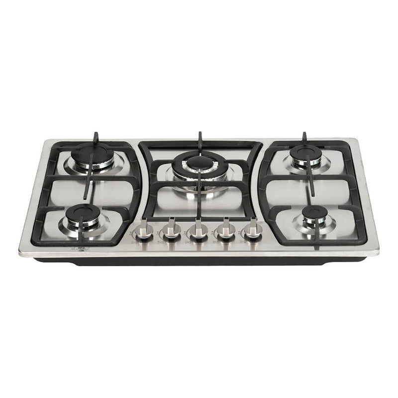 Combo Parrilla Gas 4q Y Campana Pared 80cm Color Plateado