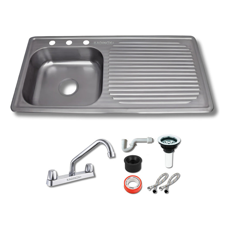Fregadero Tarja Acero Inox De Empotrar 100x50cm (con Kit)