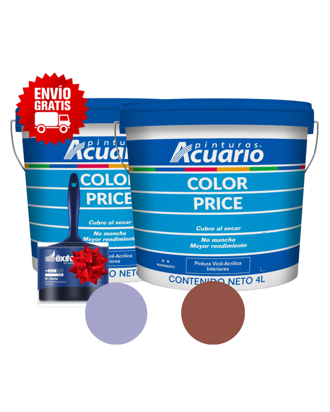 Pack 2 Pinturas Vinil-Acrílicas Acuario para Interiores + Brocha | Colores Personalizables