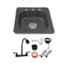 Tarja Fregadero Para Cocina Color Negro de Acero Inoxidable 48x48 Cm Con Kit y Mezcladora Negra