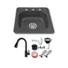 Tarja de Empotrar 48x48 cm Color Negro Oxford con Mezcladora Premium Negra y Kit de Instalación | KADINOX