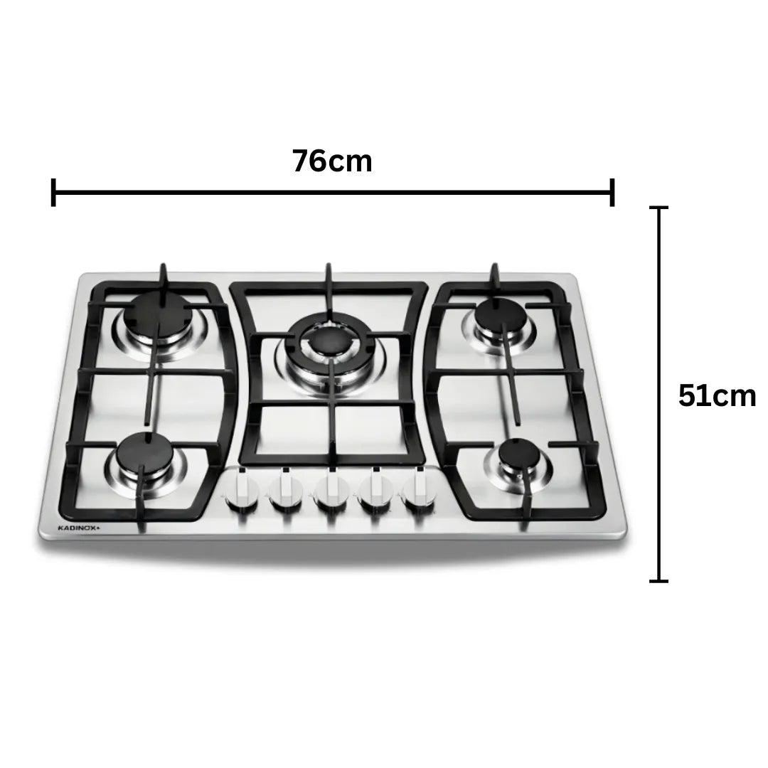 Combo Estufa de Gas 5 Quemadores + Campana Extractora de Cocina 76 cm de Acero Inoxidable | KADINOX - KADINOX
