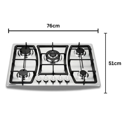 Combo Estufa de Gas 5 Quemadores + Campana Extractora de Cocina 76 cm de Acero Inoxidable | KADINOX - KADINOX