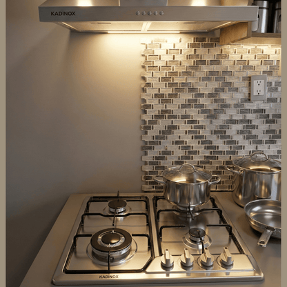 Combo Estufa Parrilla de Gas 4 Quemadores + Campana Extractora de Cocina 60 cm de Acero Inoxidable | KADINOX - KADINOX