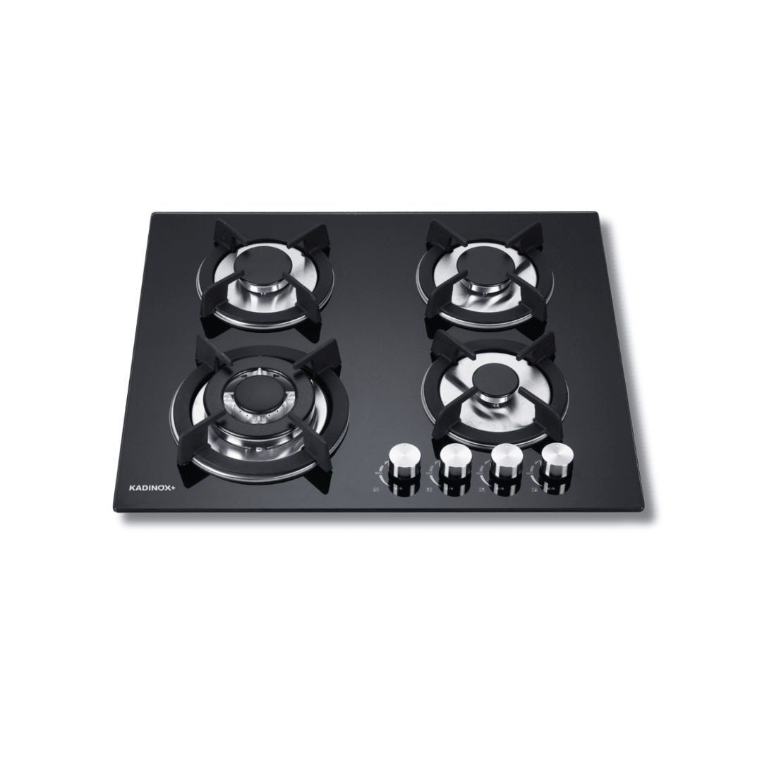 Combo Estufa Parrilla de Gas 4 Quemadores + Campana Extractora de Cocina 60 cm de Acero Inoxidable Negro | KADINOX - KADINOX