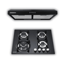 Combo Estufa Parrilla de Gas 4 Quemadores + Campana Extractora de Cocina 60 cm de Acero Inoxidable Negro | KADINOX