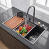 Fregadero Tarja Multifuncional Inteligente para Cocina de Acero Inoxidable Negro 75x45 cm con Mezcladora | KADINOX