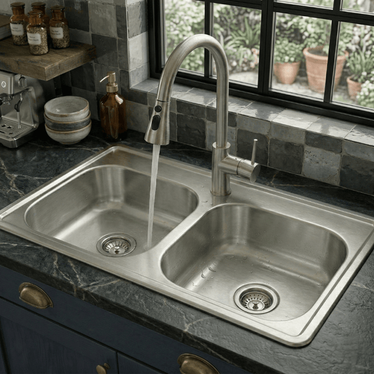 Fregadero Tarja para Cocina Doble Tina de Acero Inoxidable 84x48 cm | KADINOX - KADINOX