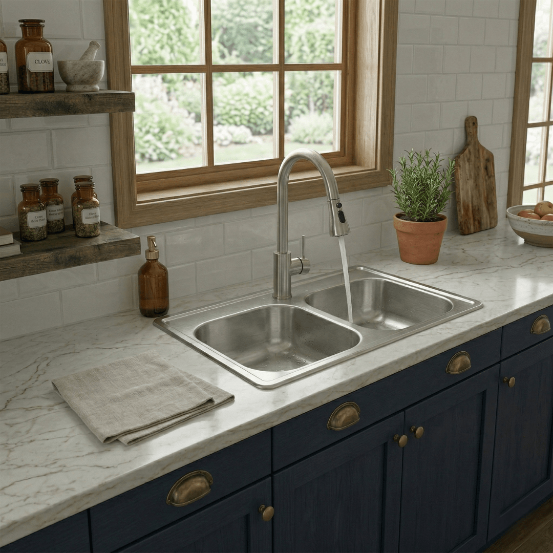 Fregadero Tarja para Cocina Doble Tina de Acero Inoxidable 84x56 cm con Kit y Mezcladora Premium | KADINOX - KADINOX
