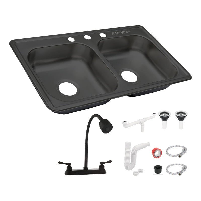 Fregadero Tarja para Cocina Doble Tina de Acero Inoxidable con Kit | KADINOX - KADINOX