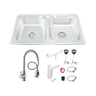 Fregadero Tarja para Cocina Doble Tina de Acero Inoxidable con Kit y Mezcladora | KADINOX