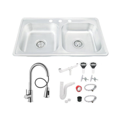 Fregadero Tarja para Cocina Doble Tina de Acero Inoxidable con Kit y Mezcladora | KADINOX - KADINOX