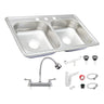 Fregadero Tarja para Cocina Doble Tina Empotrable de Acero Inoxidable 84x48 cm | KADINOX