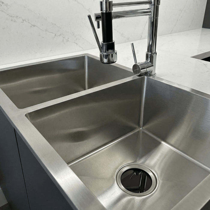 Fregadero Tarja para Cocina Doble Tina Submontar de Acero Inoxidable 82x47 cm Calibre 18 con Mezcladora 360° | KADINOX - KADINOX